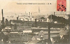 Construction du cuirassé Vérité en 1907 à Lormont.