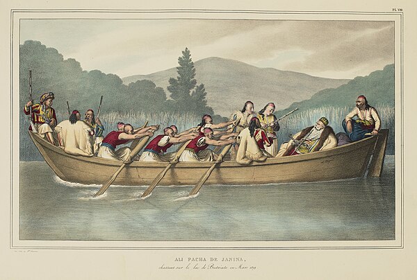 "Ali Pasha of Janina hunting in the lake of Butrint in March 1819" by Louis Dupré (1825)