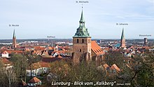 View from the Kalkberg towards the east, with all three main churches