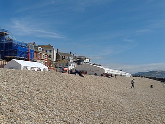 The festival tent in 2013 Lyme Regis Fossil Festival 17.jpg