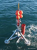 MBA fish tracking lander being lowered to the seabed.