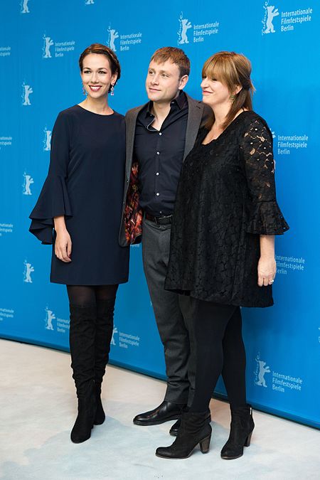 MJK34505 Polly Staniford, Max Riemelt and Cate Shortland (Berlin Syndrome, Berlinale 2017).jpg