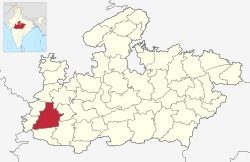 मध्यप्रदेश राज्यस्य मानचित्रे धारमण्डलम्