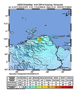 Эпицентр землетрясения в Сукре 15 января 2010 года (Снимок USGS)