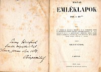 A lap első kötetének címoldala Tompa Mihály aláírásával.