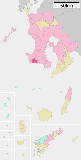 Situering van Makurazaki in de prefectuur Kagoshima