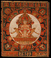 Mandala de Chandra, dieu de la lune, Népal. Détrempe sur tissu. Fin du XIVe siècle ou début du XVe siècle