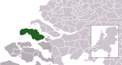 Schouwen-Duiveland-ning Zelandiya shahar xaritasida ta'kidlangan pozitsiyasi