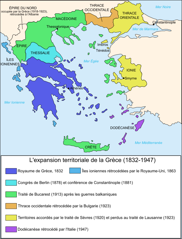 Description de l'image Map Greece expansion 1832-1947-fr.svg.