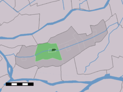 Centrum města (tmavě zelené) a statistický okres (světle zelené) v Bleskensgraaf v bývalé obci Graafstroom.