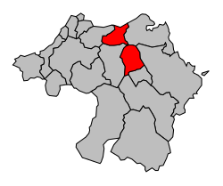 Kanton na mapě arrondissementu Bayonne