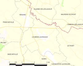 Mapa obce Loubens-Lauragais