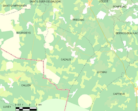 Mapa obce Cazalis