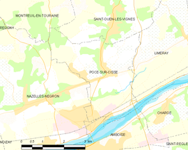 Mapa obce Pocé-sur-Cisse