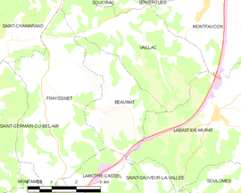 Mapa obce Beaumat