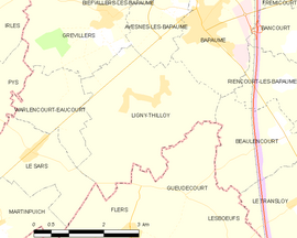 Mapa obce Ligny-Thilloy