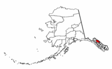 Alaskan kartta, jossa korostetaan Juneau City ja Borough.png