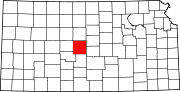 Map of Kansas highlighting Barton County
