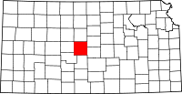 バートン郡の位置を示したカンザス州の地図