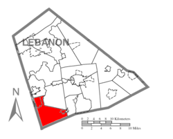 Map of Lebanon County, Pennsylvania Highlighting South Londonderry Township.PNG