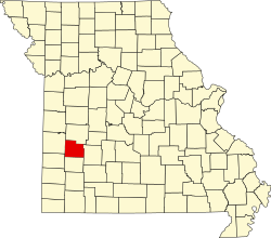 Karta över Cedar County i Missouri