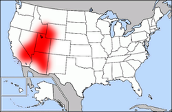 The Mormon corridor, highlighted in red