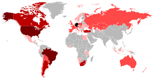 Map of the German Diaspora in the World