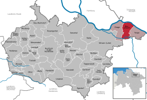 Poziția Marschacht pe harta districtului Harburg