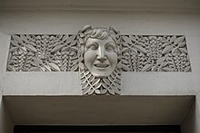 Art Deco mascaron above the door of Rue Mademoiselle no. 40, Paris, c.1930 Mascaron, 40 Rue Mademoiselle, Paris 19 February 2017.jpg