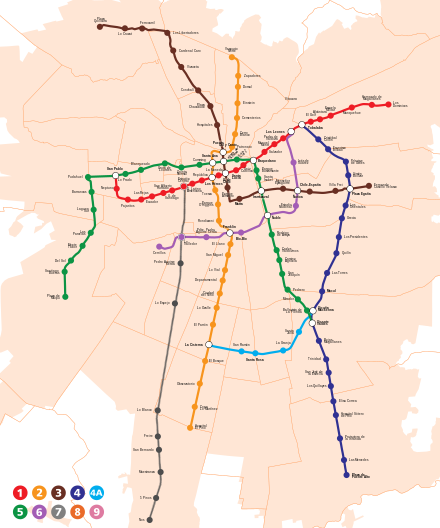 Santiago Metro map as January, 2019