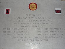 World War II memorial to 47th (London) and 56th (London) Divisional Engineers in St Luke's Church, Chelsea. Middlesex Engineers2.jpg