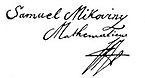 Samuel Mikovíni, podpis (z wikidata)