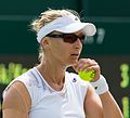 Mirjana Lucic-Baroni competing in the first round of the 2015 Wimbledon Championships.