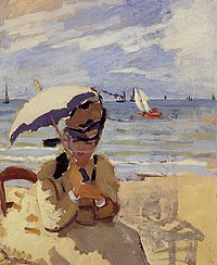 Camille Sitting on the Beach at Trouville Monet w159.jpg