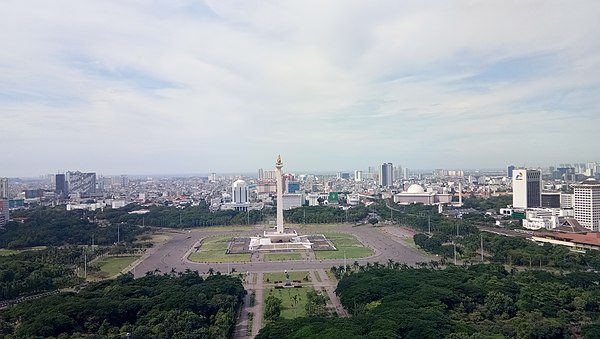 A view of Merdeka Square with National Monument standing in the middle of the square.