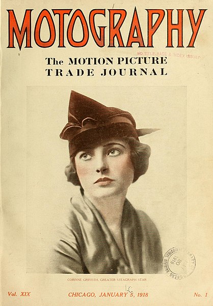 File:Motography, the Motion Picture Trade Journal, January 5, 1918 cover Corinne Griffith.jpg