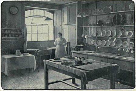 Kitchen with housekeeper, 1907