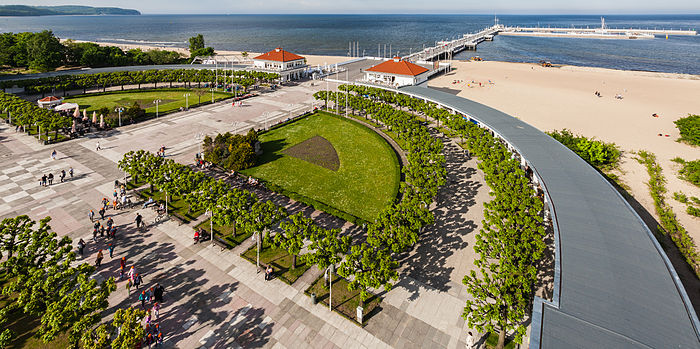 Pier of Sopot, Poland with part of Kuracyjny Square, view from the lighthouse