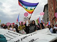 Demonstrators protest against the summit in Istanbul. NATO protests Istanbul(2).jpg