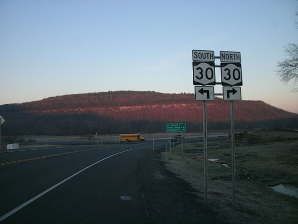 NY 443 at the junction with NY 30 in Schoharie