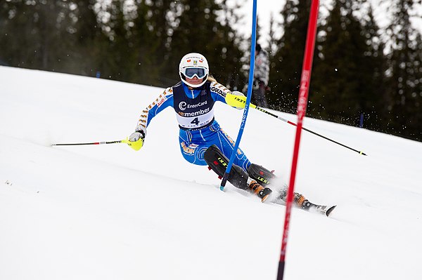 Nathalie Eklund skis slalom at Trysil, Norway in 2011