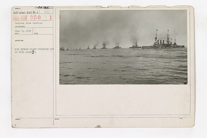 File:Navy - Naval Operations - Surrender of the German Fleet - Ships - Groups - The German fleet steaming out of Kiel Harbor - NARA - 45511686.jpg