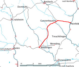 <span class="mw-page-title-main">Nördlingen–Pleinfeld railway</span> Railway in Bavaria, Germany