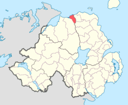 Coleraine, County Londonderry, Kuzey İrlanda'daki North East Liberties'in konumu.