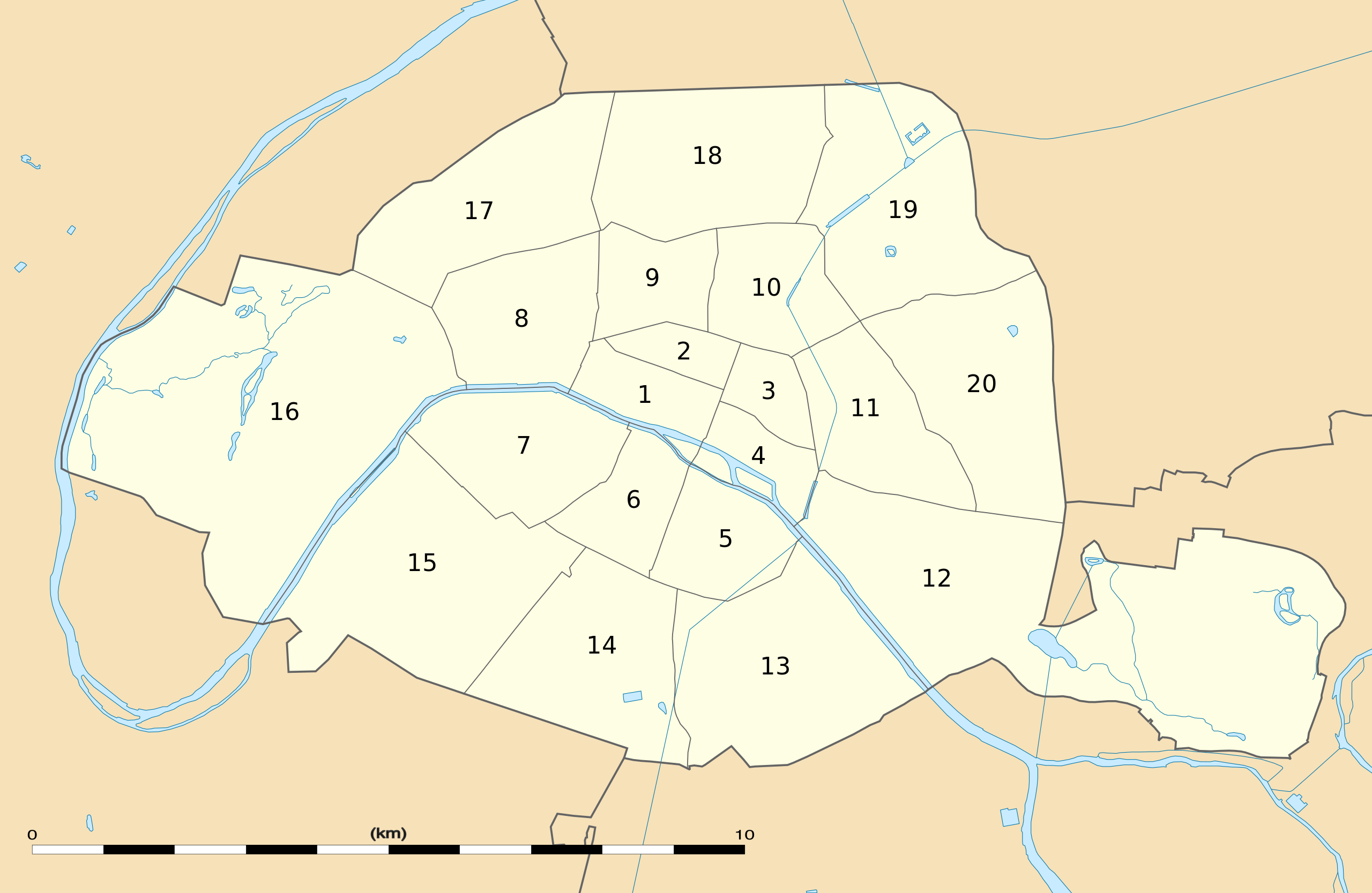Dosiero:Numbered map of Paris with arrondissements.svg - Vikipedio
