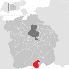 Poloha obce Obernberg am Brenner v okrese Innsbruck-vidiek (klikacia mapa)