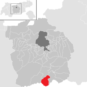 Location of the municipality of Obernberg am Brenner in the Innsbruck-Land district (clickable map)