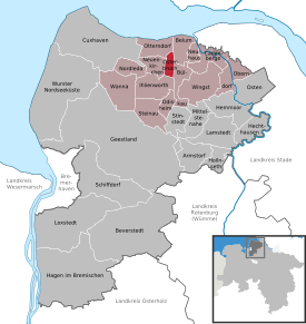 Poziția Osterbruch pe harta districtului Cuxhaven