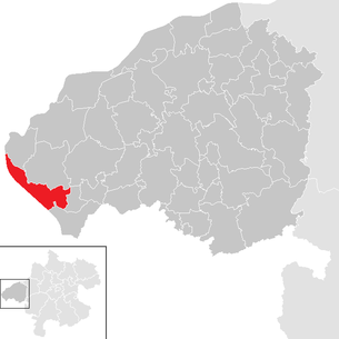 Lage der Gemeinde Ostermiething im Bezirk Braunau am Inn (anklickbare Karte)