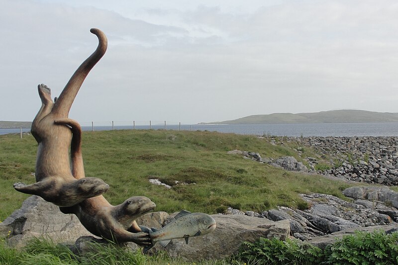 File:Otter and salmon sculpture, Barra.JPG